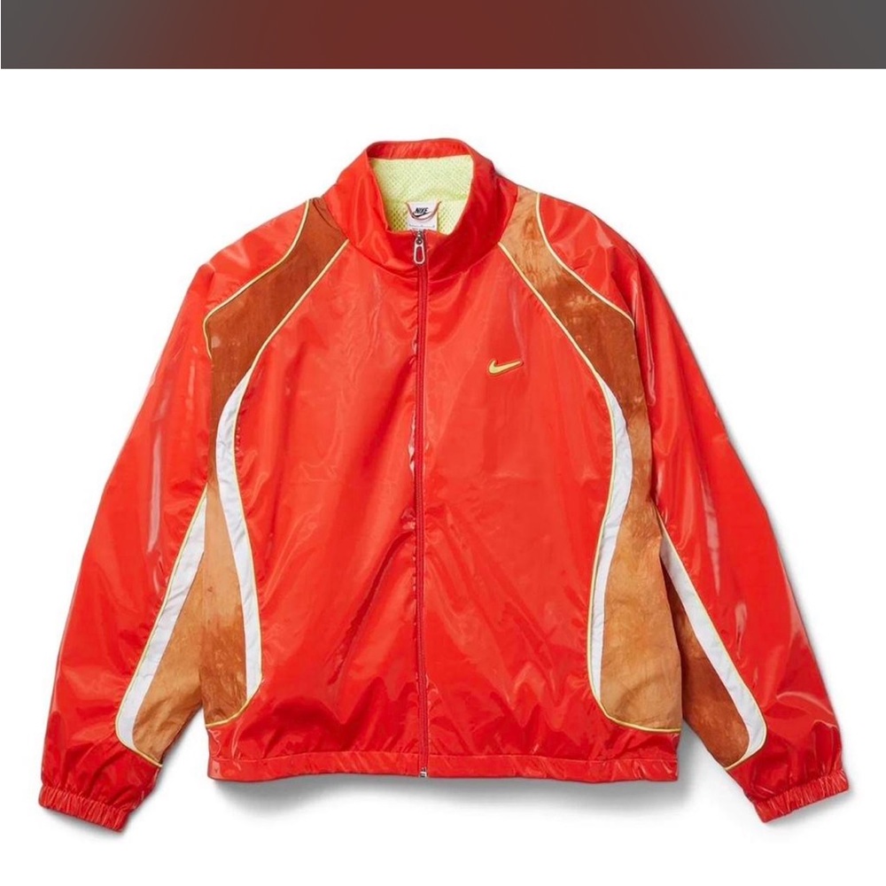 Nike Red Windbreaker Jacket with Brown Panels